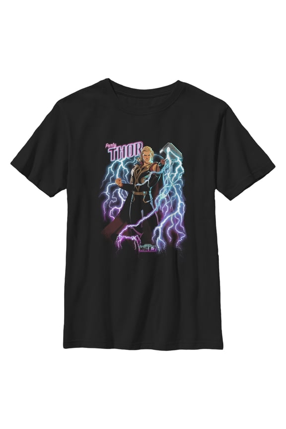 Boy's Marvel What if…? Party Thor Graphic Tee Black Large