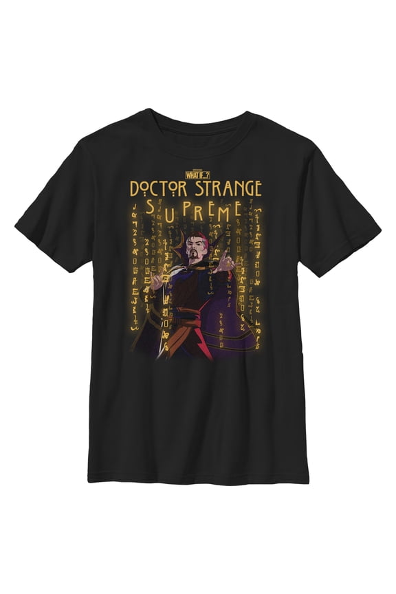 Boy's Marvel What if…? Strange Glyphs Graphic Tee Black Small