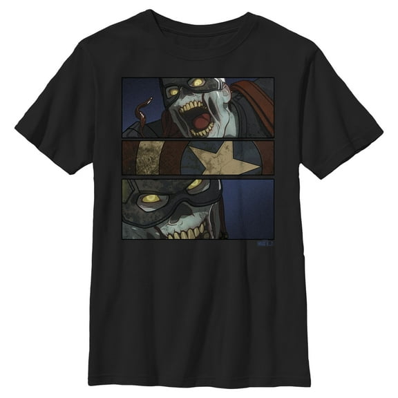 Boy's Marvel What if…? Zombie Captain America  Graphic Tee Black Medium