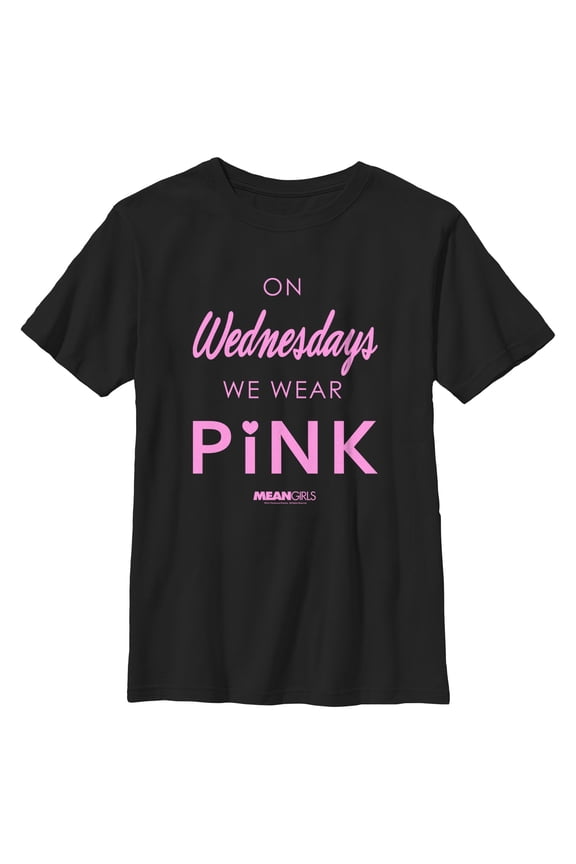 Boy's Mean Girls On Wednesdays We Wear Pink Official Logo Graphic Tee Black X Large