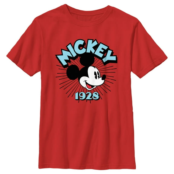Boy's Mickey & Friends 1928 Face Graphic Tee Red Medium