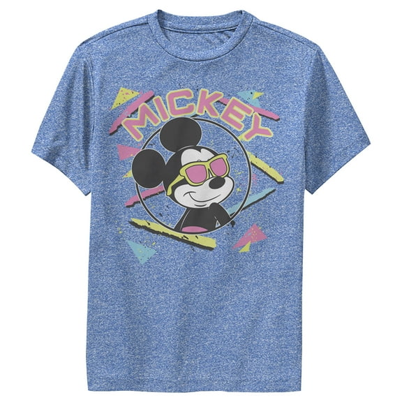 Boy's Mickey & Friends 90s Sunglasses Mickey  Performance Graphic Tee Royal Blue Heather Medium