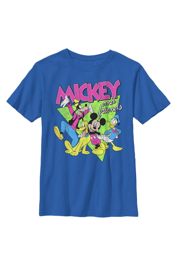 Boy's Mickey & Friends 90s Vibe Graphic Tee Royal Blue Medium