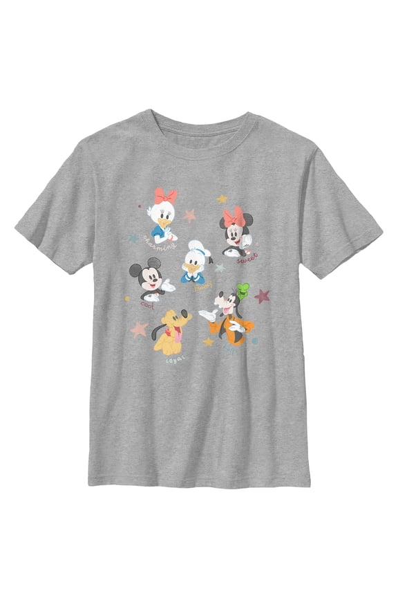 Boy's Mickey & Friends Adorable Sketch Portraits Graphic Tee Athletic Heather X Large