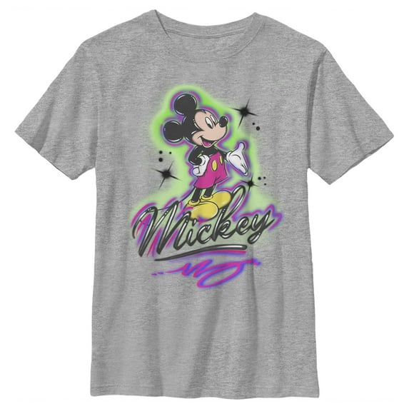Boy's Mickey & Friends Airbrushed Signature Graphic Tee Athletic Heather Large
