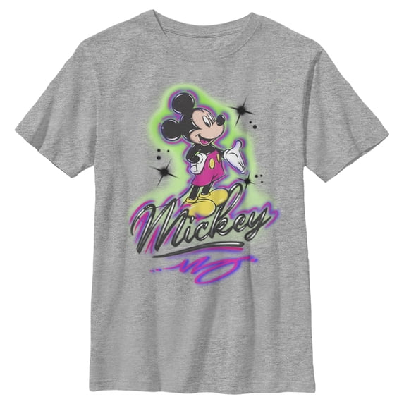 Boy's Mickey & Friends Airbrushed Signature Graphic Tee Athletic Heather Medium