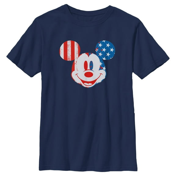 Boy's Mickey & Friends American Flag Retro Mouse  Graphic T-Shirt