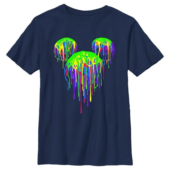 Boy's Mickey & Friends Artistic Logo  Graphic Tee Navy Blue Small