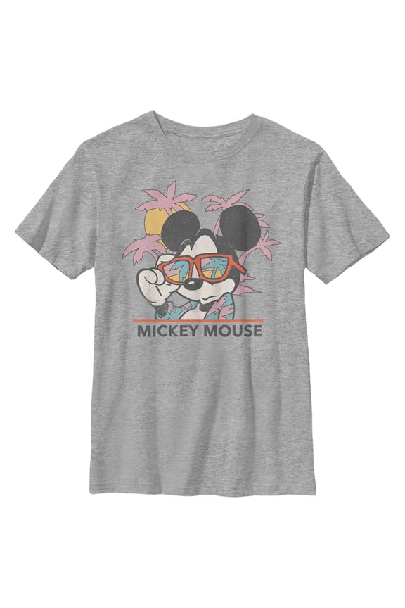 Boy's Mickey & Friends Beach Ready Mickey Mouse Graphic Tee Athletic Heather Large
