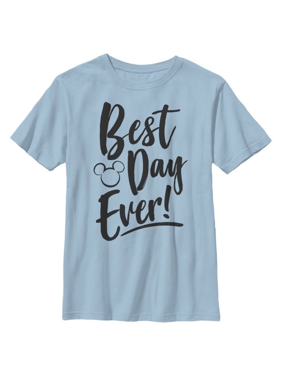 Boy's Mickey & Friends Best Day Ever! Graphic Tee Light Blue Medium
