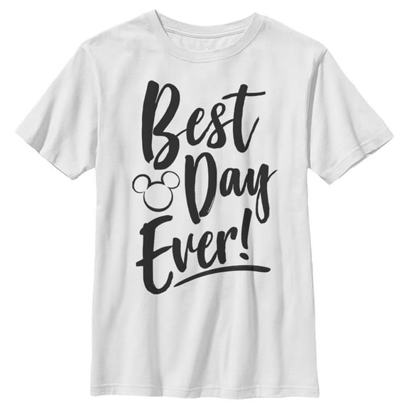 Boy's Mickey & Friends Best Day Ever! Graphic Tee White Large