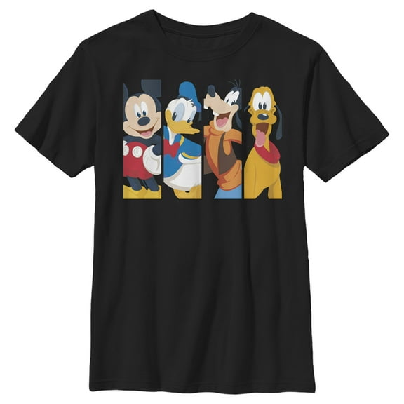 Boys' Husky Mickey & Friends Best Friend Panels  Graphic Tee Black Small