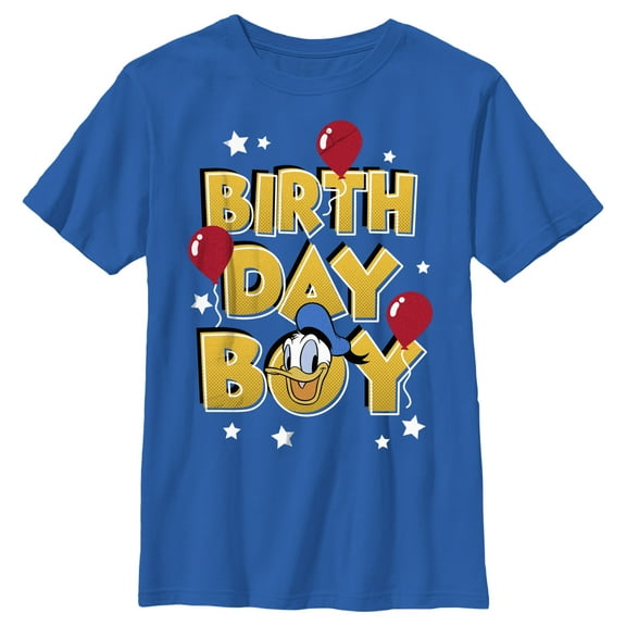 Boy's Mickey & Friends Birthday Boy Donald  Graphic Tee Royal Blue Medium