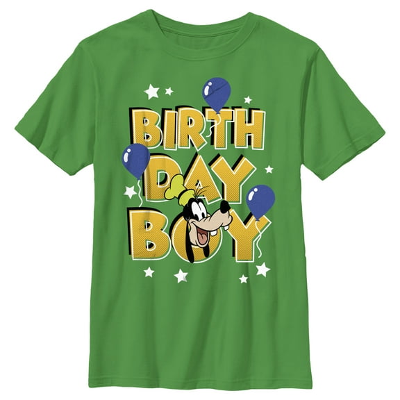 Boy's Mickey & Friends Birthday Boy Goofy Graphic Tee Kelly Green Medium