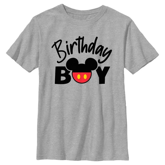 Boy's Mickey & Friends Birthday Boy Logo  Graphic Tee Athletic Heather Medium