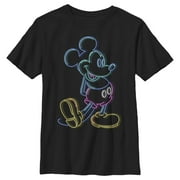 Boy's Mickey & Friends Bright Neon Mickey Mouse Outline Graphic Tee Black X Large