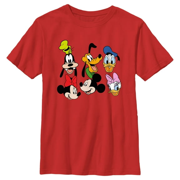 Boy's Mickey & Friends Buddies Lineup Graphic Tee Red Small