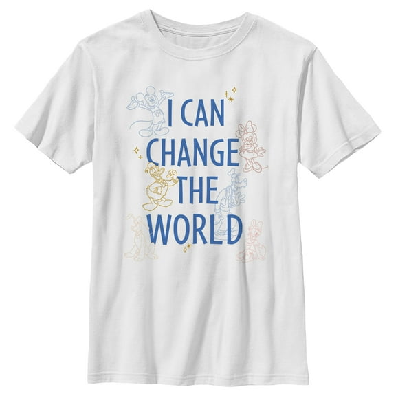 Boy's Mickey & Friends Change The World  Graphic Tee White Large