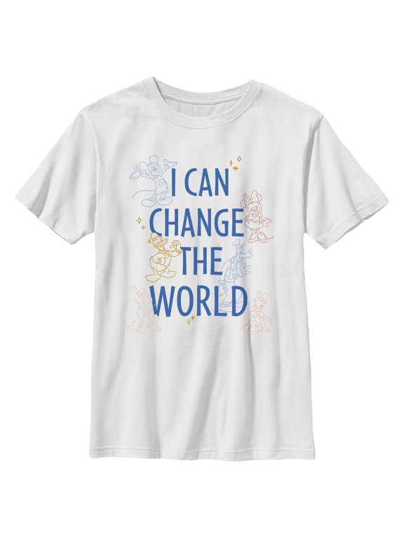 Boy's Mickey & Friends Change The World Graphic Tee White Small