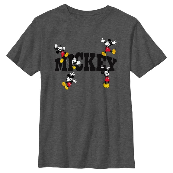 Boy's Mickey & Friends Character Name Graphic Tee Charcoal Heather X Large