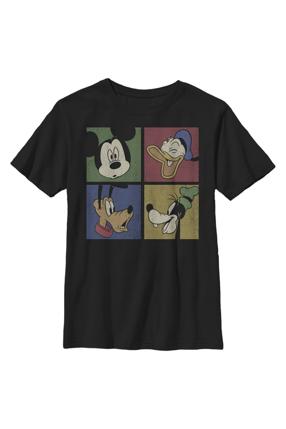 Boy's Mickey & Friends Character Square Graphic Tee Black Large