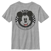 Boys Mickey & Friends Checkered Mickey Mouse Portrait Graphic Tee Athletic Heather X Large