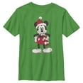 thumbnail image 1 of Boy's Mickey & Friends Christmas Santa Hat Mickey  Graphic Tee Kelly Green X Small, 1 of 4