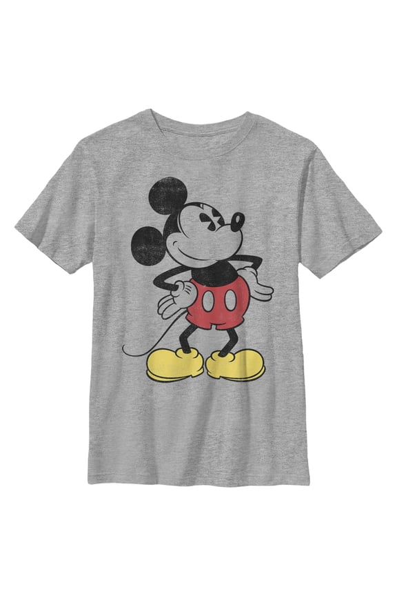 Boy's Mickey & Friends Classic Mickey Distressed Graphic Tee Athletic Heather X Large