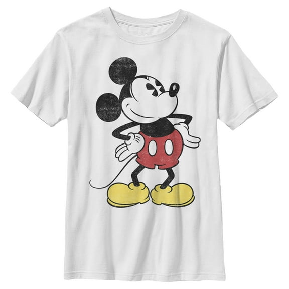 Boy's Mickey & Friends Classic Mickey Distressed Graphic Tee White Large