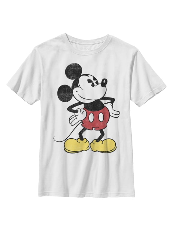Boy's Mickey & Friends Classic Mickey Distressed Graphic Tee White Large