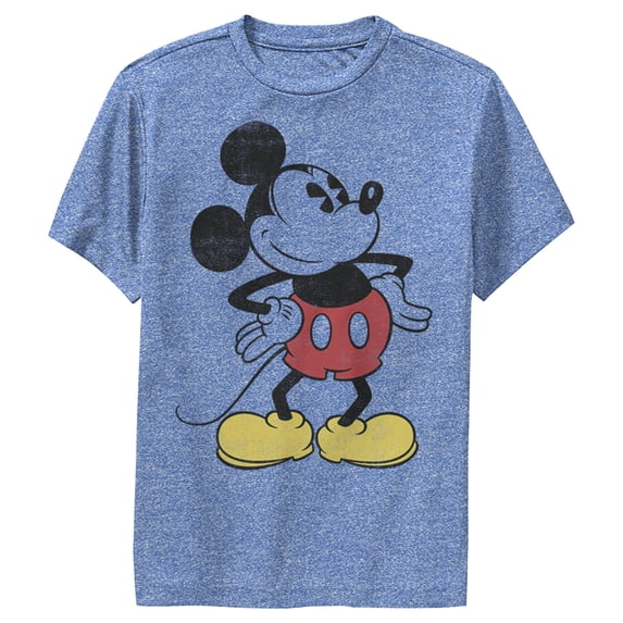 Boy's Mickey & Friends Classic Mickey Distressed Performance Graphic Tee Royal Blue Heather Small