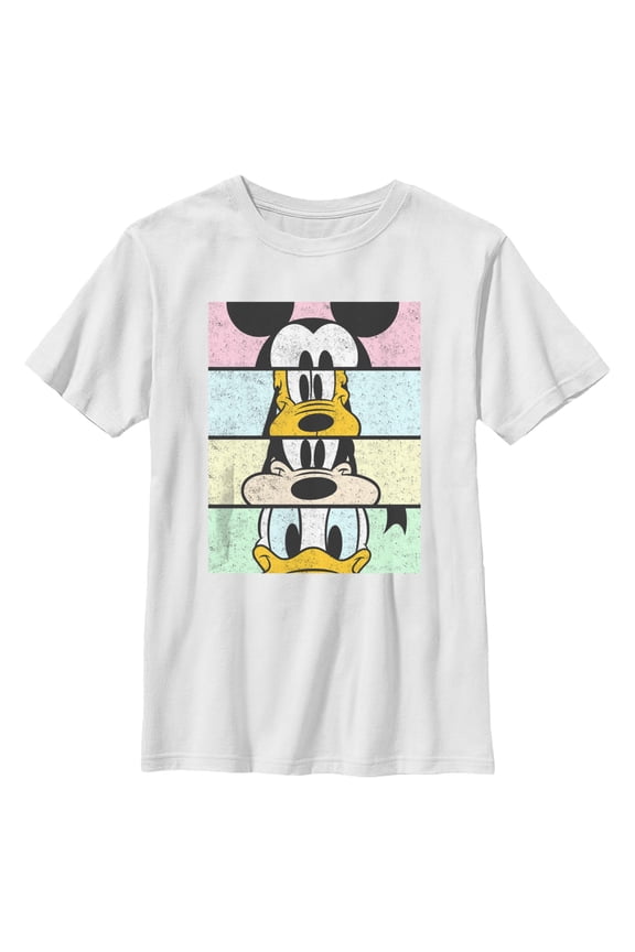 Boy's Mickey & Friends Cropped Portraits Crop Graphic Tee White Large