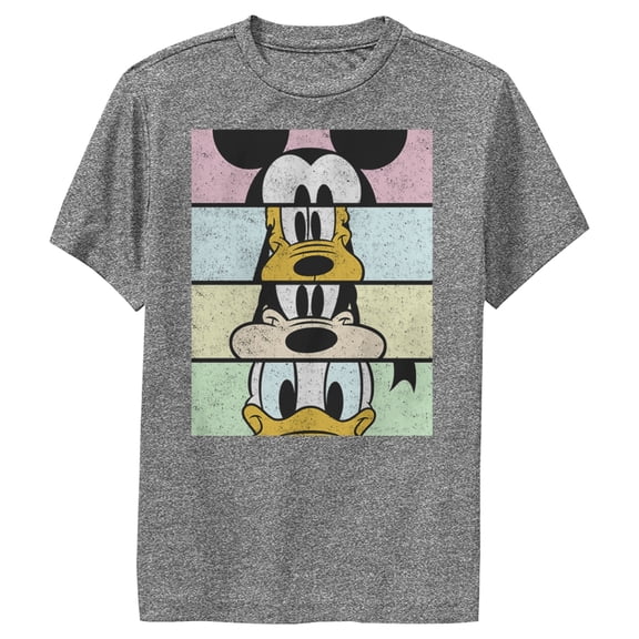 Boy's Mickey & Friends Cropped Portraits Performance Crop Graphic Tee Charcoal Heather Large