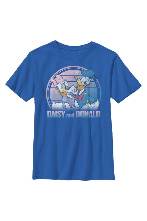 Boy's Mickey & Friends Daisy and Donald Duck Distressed Graphic Tee Royal Blue Medium