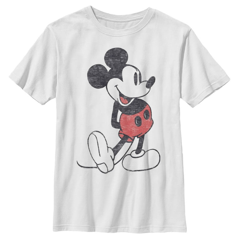 Boy s Mickey Friends Distressed Mickey Mouse Pose Graphic Tee White Small