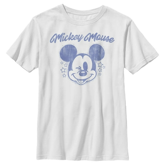 Boy's Mickey & Friends Distressed Wink Graphic Tee White X Large