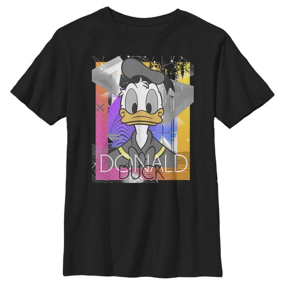 Boy's Mickey & Friends Donald Duck Geometric Pattern  Graphic Tee Black X Small