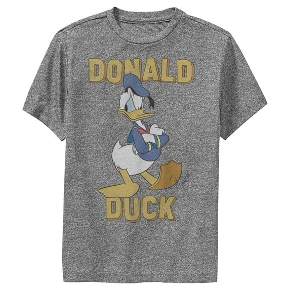 Boy's Mickey & Friends Donald Duck Grumpy Performance Graphic Tee Charcoal Heather Large