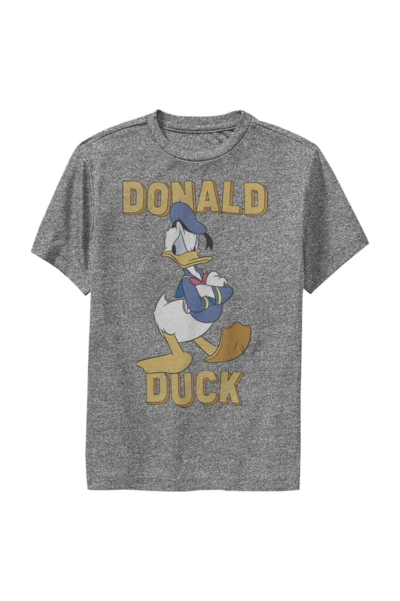 Boy's Mickey & Friends Donald Duck Grumpy Performance Graphic Tee Charcoal Heather Large