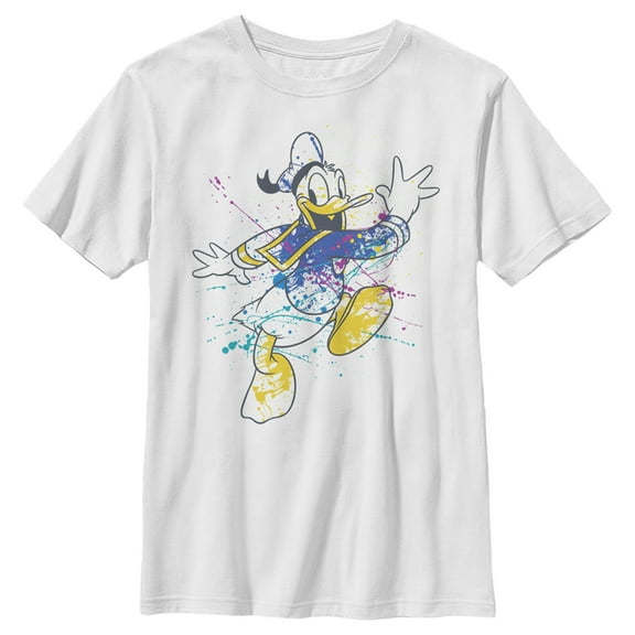 Boy's Mickey & Friends Donald Duck Paint Splatter  Graphic Tee White Small