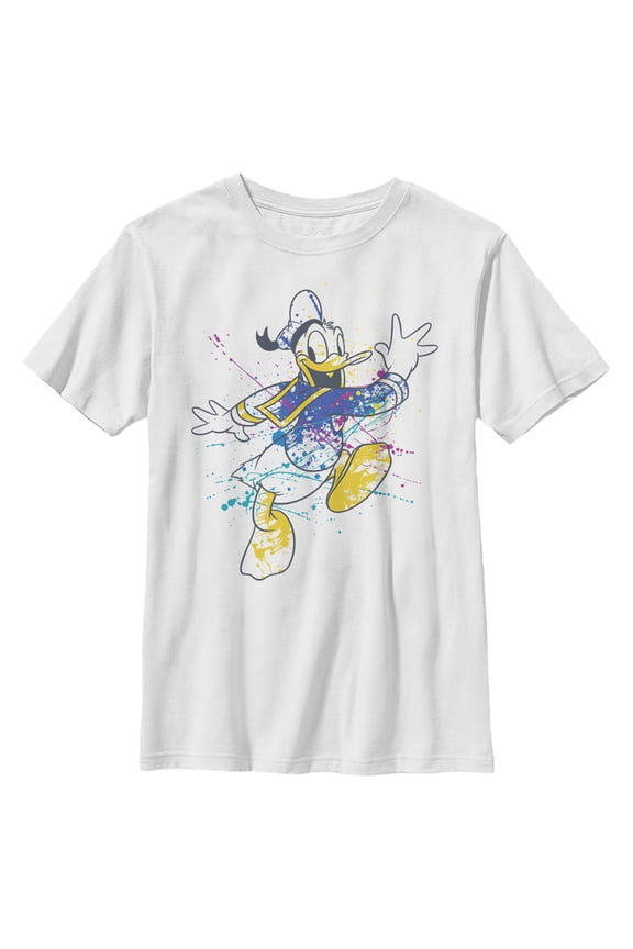 Boy's Mickey & Friends Donald Duck Paint Splatter Graphic Tee White X Large
