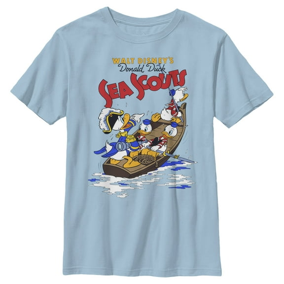Boy's Mickey & Friends Donald Duck Sea Scouts  Graphic Tee Light Blue Small
