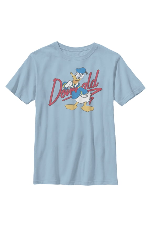 Boy's Mickey & Friends Donald Duck Signature Graphic Tee Light Blue Medium