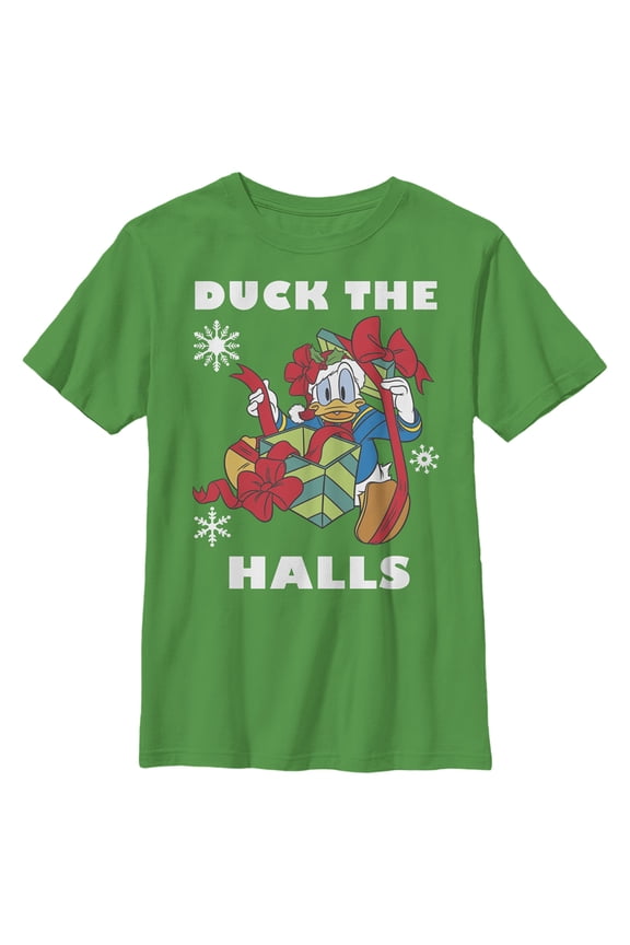 Boy's Mickey & Friends Donald Duck The Halls Graphic Tee Kelly Green Medium