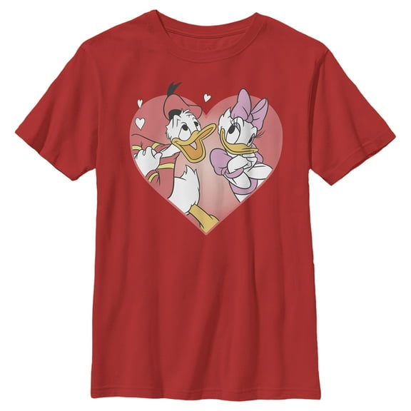 Boy's Mickey & Friends Donald and Daisy In Love Graphic Tee Red Large