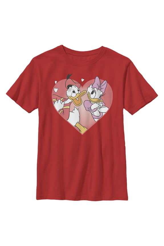 Boy's Mickey & Friends Donald and Daisy In Love Graphic Tee Red Medium
