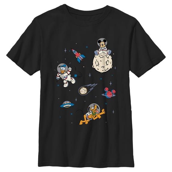 Boy's Mickey & Friends Donald and Pluto Astronauts Graphic Tee Black Large