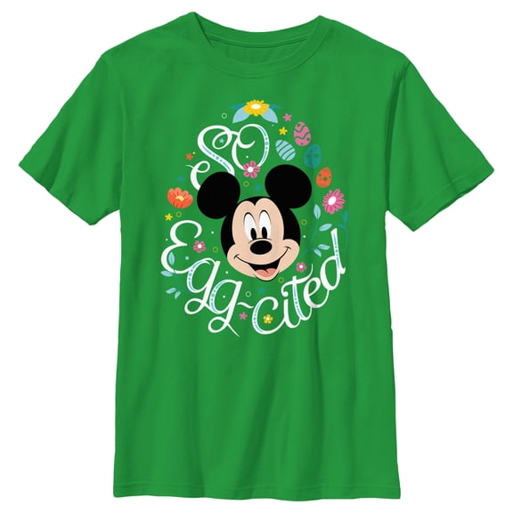 Boy's Mickey & Friends Easter So Egg-Cited Graphic Tee Kelly Green Small