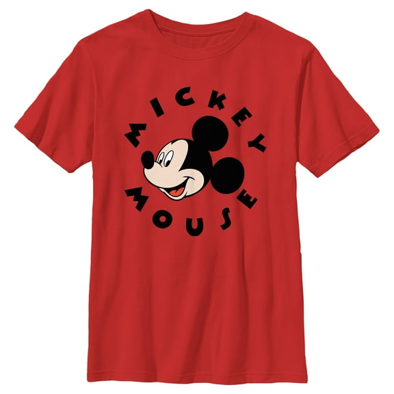 Boy's Mickey & Friends Encircled Mice  Graphic Tee Red Small