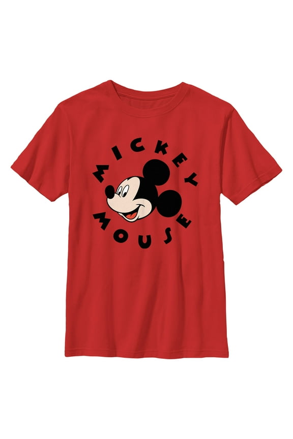 Boy's Mickey & Friends Encircled Mice Graphic Tee Red Small